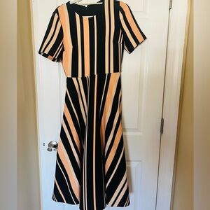 Stine Goya Sicily Striped Midi Dress S Crew Neck Fit and Flare Size Small